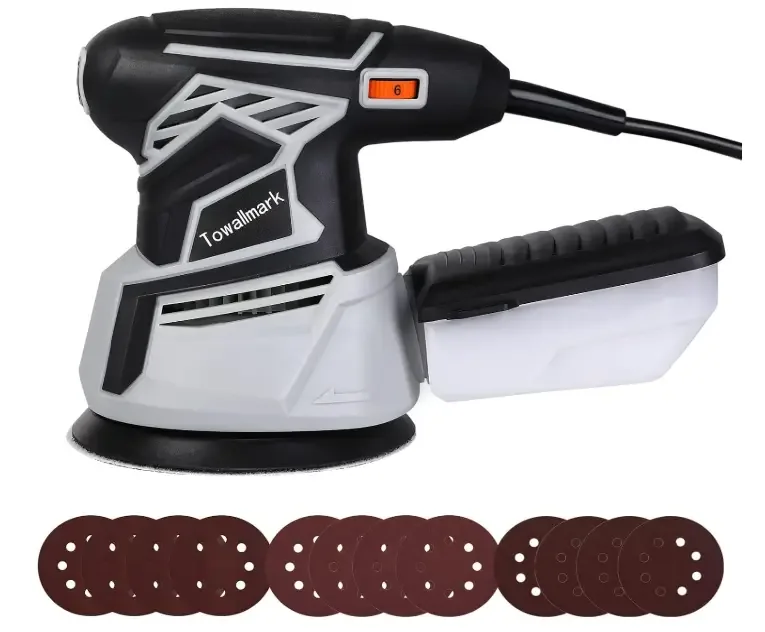 Orbital Sander, Towallmark 350W 2.6A Random Orbit Sander with 6 Variable Speeds,13000RPM, 12Pcs Sandpapers, 5-Inch High Performance Dust Collection System for Woodworking