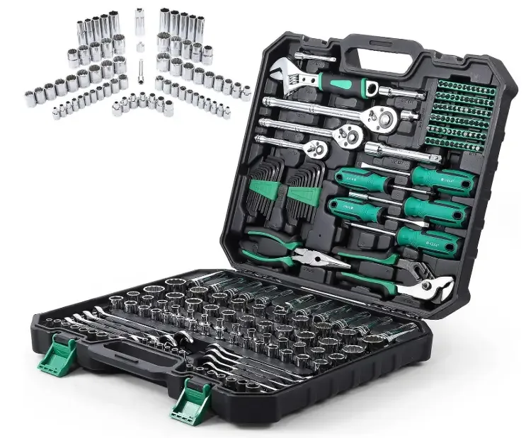 Towallmark 213 Piece Mechanic Tool Set and Socket Wrench Set, SAE and Metric Household Hand Tool Kit, Cr-V Constructed, Home/Auto Repair Tool Sets with Storage Case