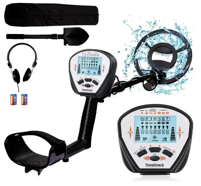 Metal Detector for Adults & Kids with 10″ Waterproof IP68 Coil, High Accuracy Adjustable Gold Detector, LCD Display 10″ Depth Pinpoint & Disc & All Metal Mode for Treasure Hunting