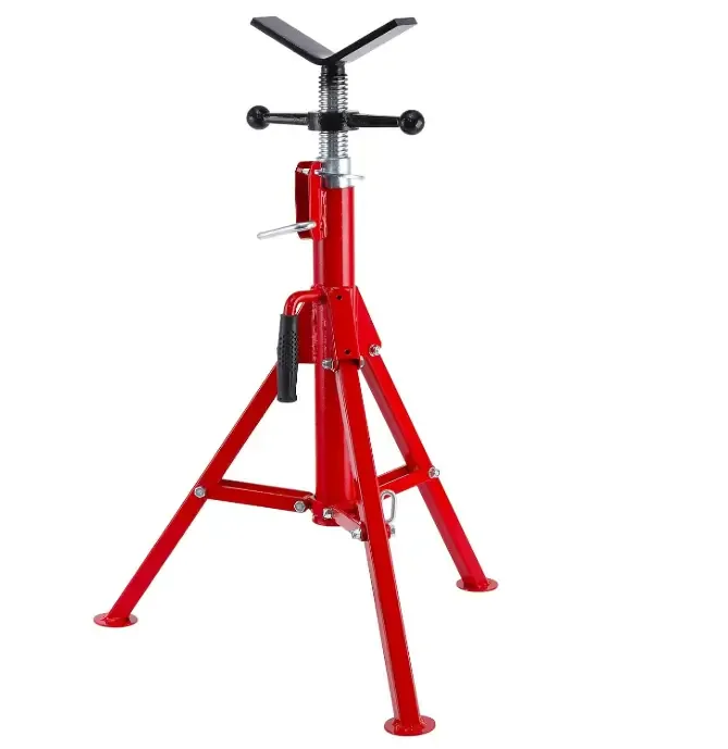 Towallmark V Head Pipe Jack Stand,28-52 Inch Adjustable Height,1/8″-12″ Capacity, 2500 lb Load Capacity,Heavy Duty Carbon Steel Body, Steel Jack Stands with Portable Folding Legs